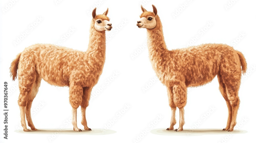 Obraz premium Alpacas clipart, element, 3D illustration, realistic, isolated on white background