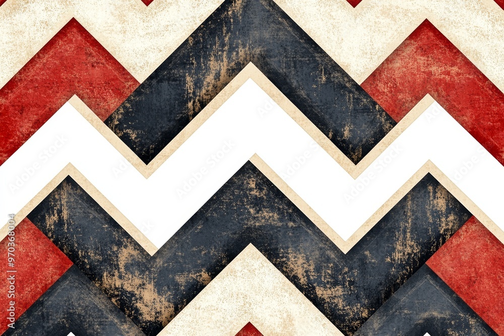 Fototapeta premium Abstract Geometric Pattern with Red, Black, and White Chevron