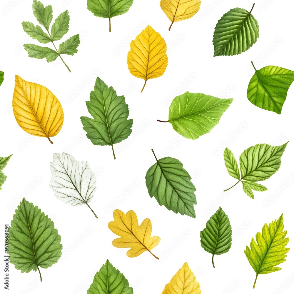 Serene Natural Leaves Seamless Pattern for Botanical or Environmental Themed Designs Serene Natural Leaves Seamless Pattern for Botanical or Environmental Themed Designs