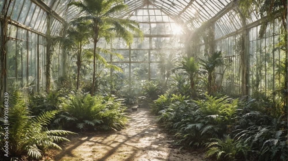 Interior large greenhouse high ceiling windows both sides Sunbea Interior large greenhouse high ceiling windows both sides Sunbea