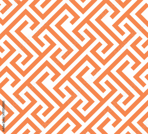 Orange and white abstract lines seamless and timeless rapport print