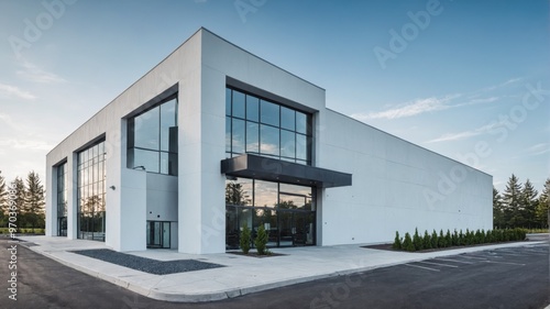 Modern modern building black white exterior has flat commercial