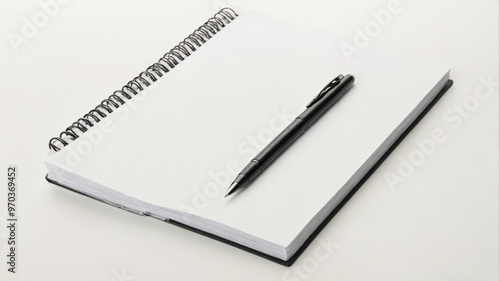 Wallpaper Mural Open notebook black pen resting top it has Blank Spiral Notebook Torontodigital.ca