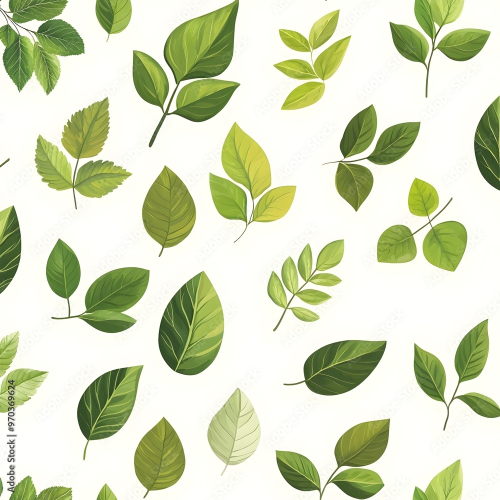 Seamless Nature Inspired Leaf Pattern on Clean White Background Seamless Nature Inspired Leaf Pattern on Clean White Background