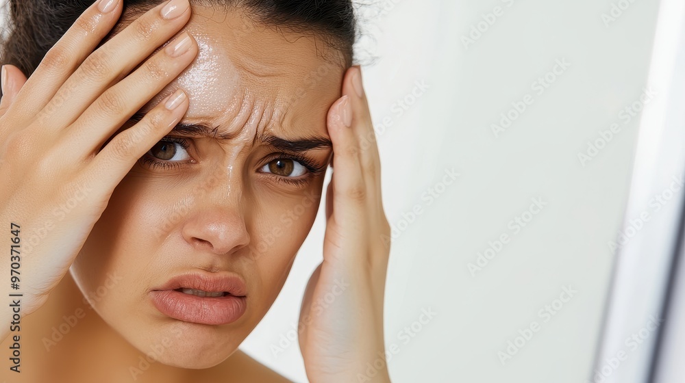 Woman with Wrinkles on Forehead and Under Eyes Woman with Wrinkles on Forehead and Under Eyes