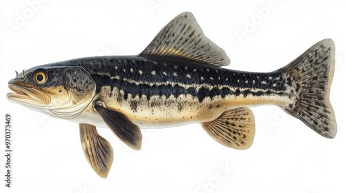 Fish (catfish) clipart, element, 3D illustration, realistic, isolated on white background