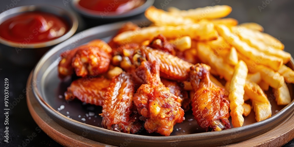Crispy French Fries with Succulent Chicken Wings Crispy French Fries with Succulent Chicken Wings