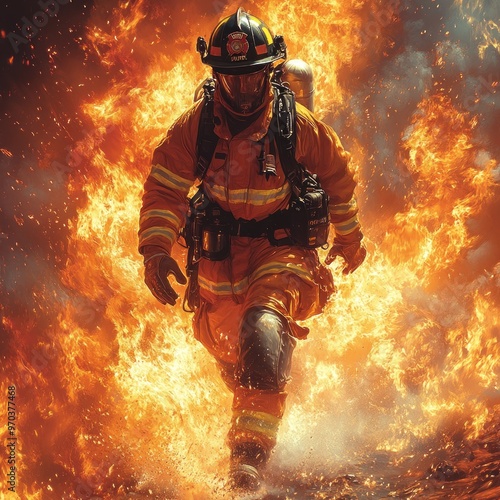 Firefighter in a Blaze