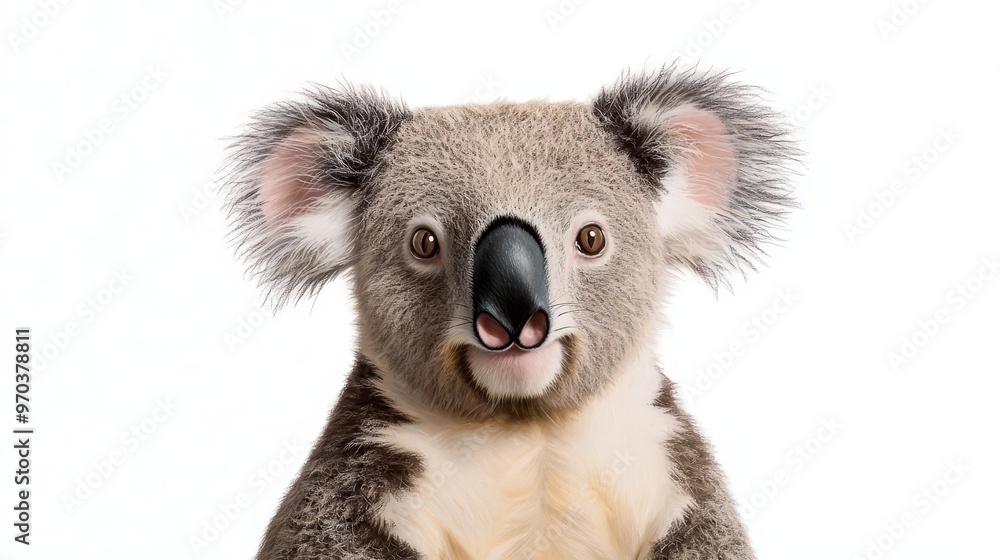 Wildlife Koala, pastel drawing isolated on white background, soft, muted tones with smooth blending, highlighting cuddly appearance and serene demeanor of this marsupial Wildlife Koala, pastel drawing isolated on white background, soft, muted tones with smooth blending, highlighting cuddly appearance and serene demeanor of this marsupial