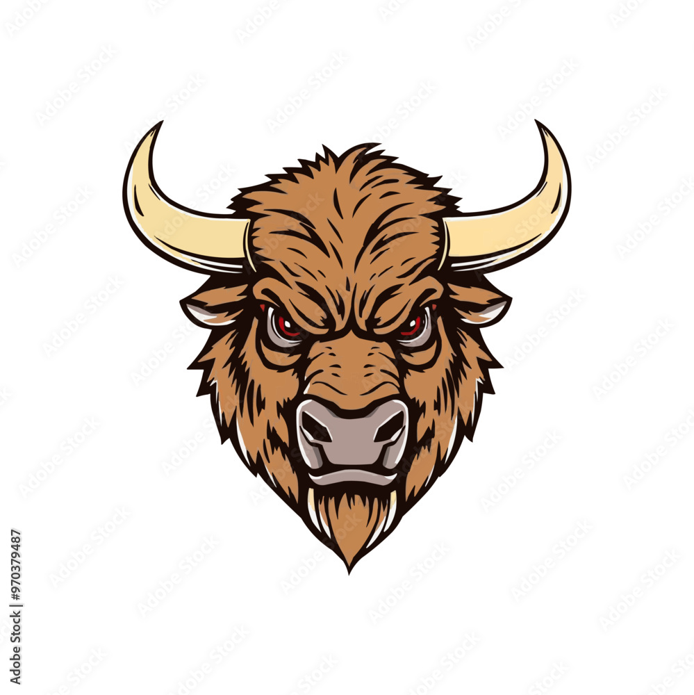 Fototapeta premium buffalo editable Esport vector logo on white background side view, buffalo icon, buffalo head, buffalo sticker, bull, bison