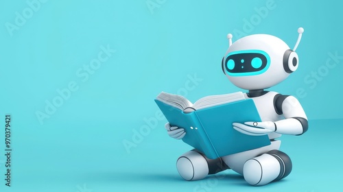 Robot Reading Book Artificial Intelligence Future Technology Education