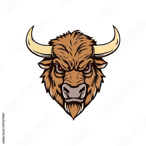 buffalo editable Esport vector logo  on white background side view, buffalo icon, buffalo head, buffalo sticker, bull, bison