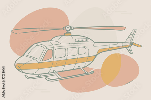 Helicopter line art vector silhouette