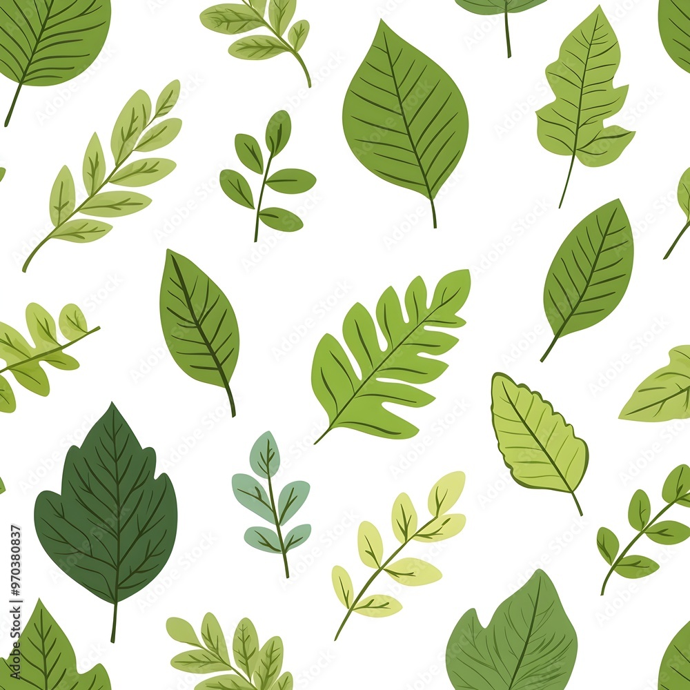 Seamless Natural Leaf Pattern on White Background Lush Botanical Greenery Seamless Natural Leaf Pattern on White Background Lush Botanical Greenery