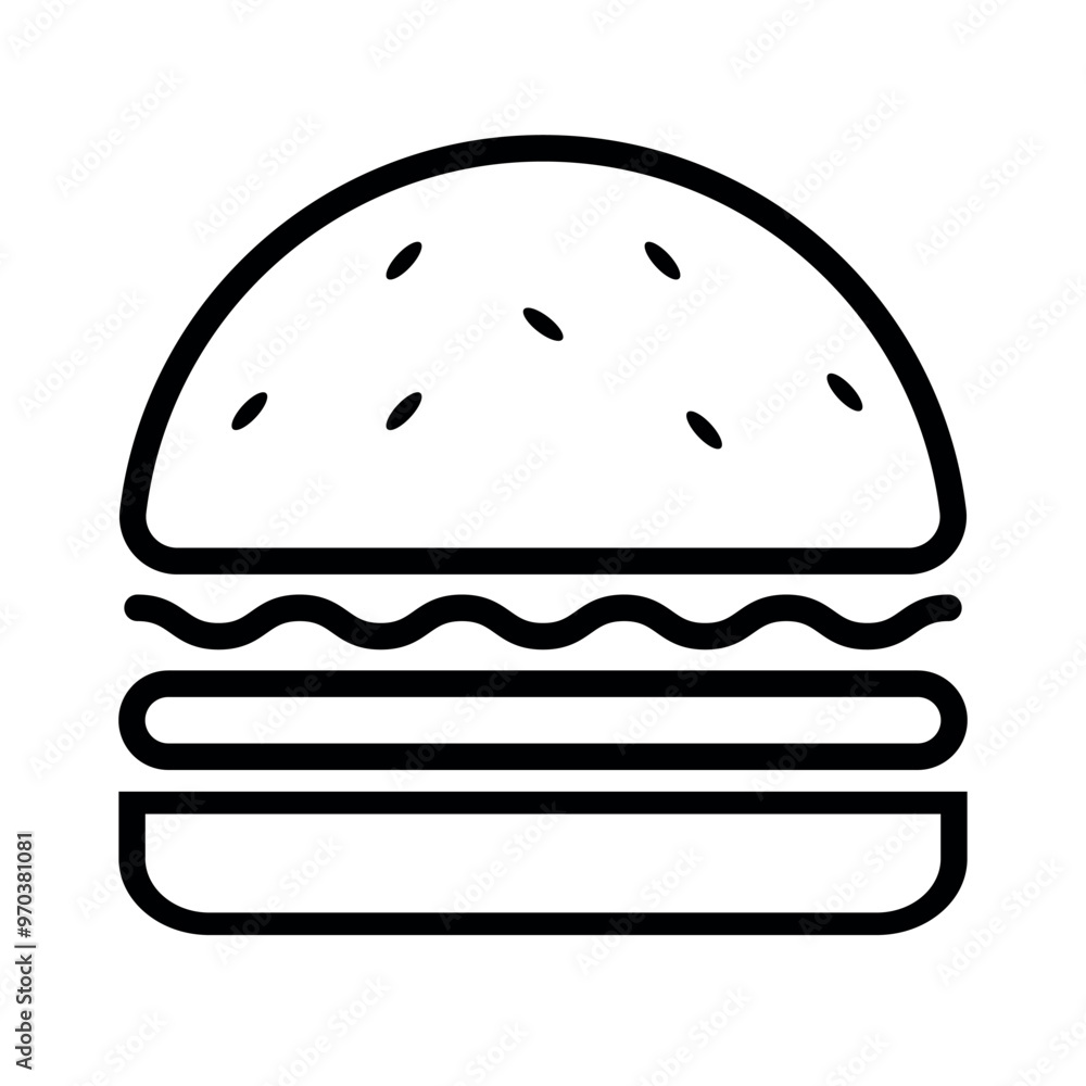 Burger line icon vector, burger flat icon vector isolated on white background. Burger line icon vector, burger flat icon vector isolated on white background.