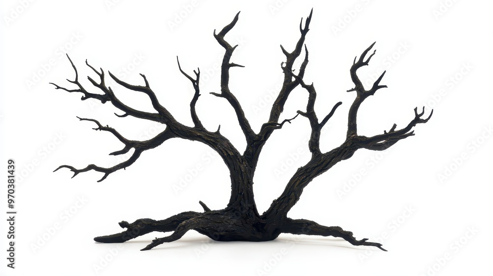 Dead Tree Branches Silhouette on White Background Dead Tree Branches Silhouette on White Background