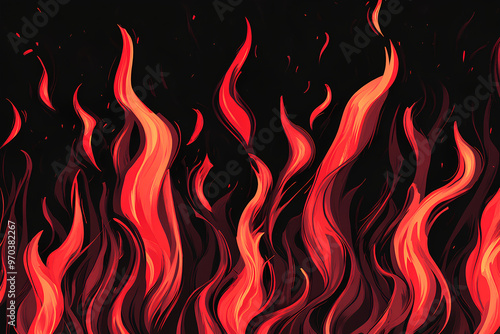 Abstract illustration of vibrant flames against a dark background.