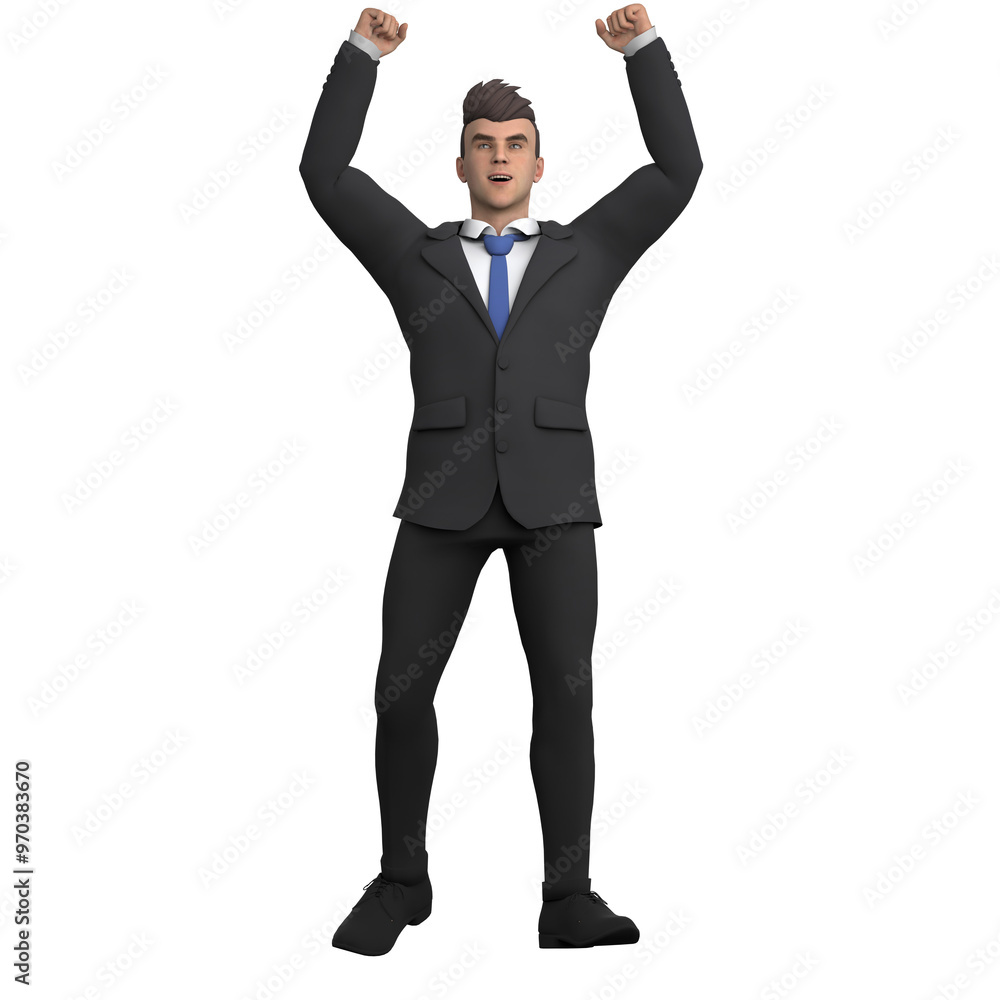 3D Lawyer Male in Professional Setting. A male lawyer stands with both fists raised. Legal 3D Lawyer Male in Professional Setting. A male lawyer stands with both fists raised. Legal