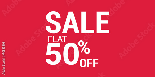 Flat 50% Off Sale Banner Vector