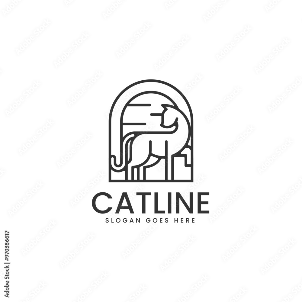 Vector Logo Illustration Cat Line Art Style Vector Logo Illustration Cat Line Art Style
