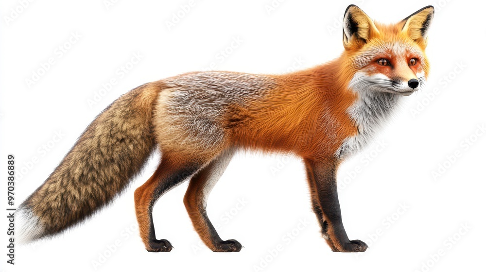 Foxes (fur) clipart, element, 3D illustration, realistic, isolated on white background Foxes (fur) clipart, element, 3D illustration, realistic, isolated on white background