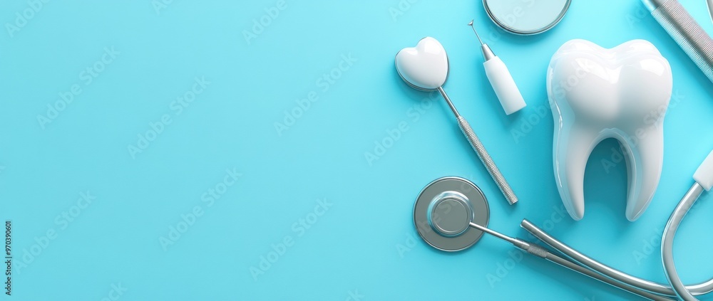 Dental Care and Health: A Blue Background Image Dental Care and Health: A Blue Background Image