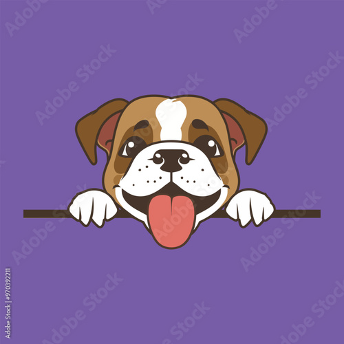 American Bulldog Dog Peeking face Vector illustration - Dog peeking face isolated
