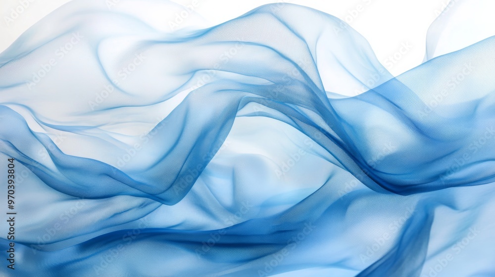 Blue translucent fabric flowing like waves Blue translucent fabric flowing like waves