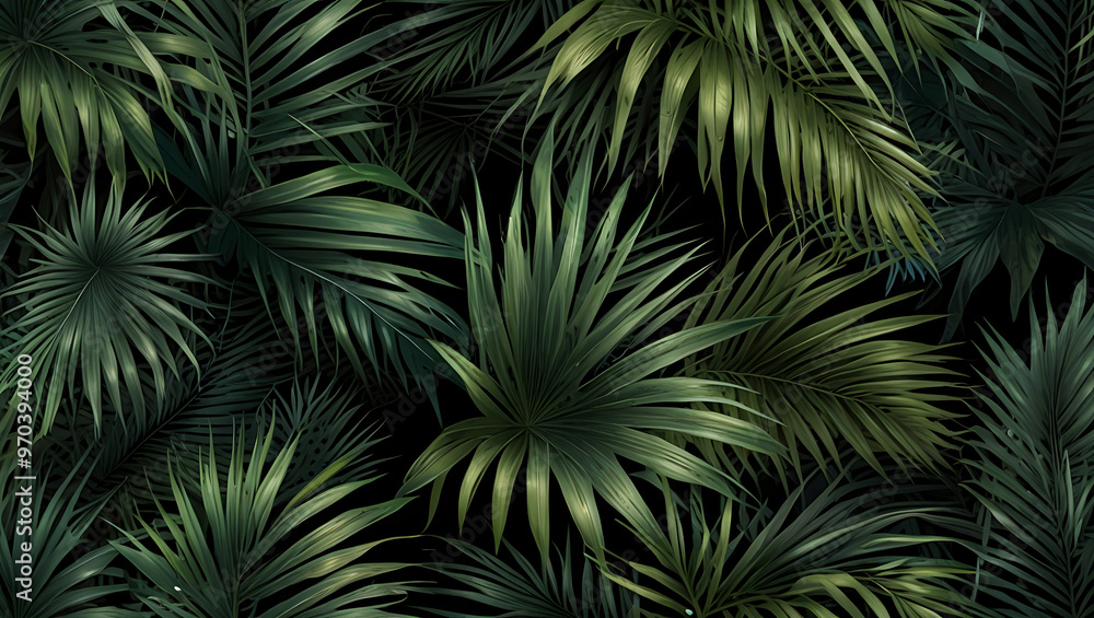 A Palm leaves seamless background in wallpaper style, with seamless pattern for graphic resources
A Palm leaves seamless background in wallpaper style, with seamless pattern for graphic resources