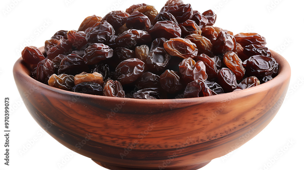 A bowl of raisins with a transparent background. A bowl of raisins with a transparent background.