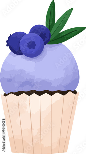 Chocolate Cupcake with Blueberry Icing