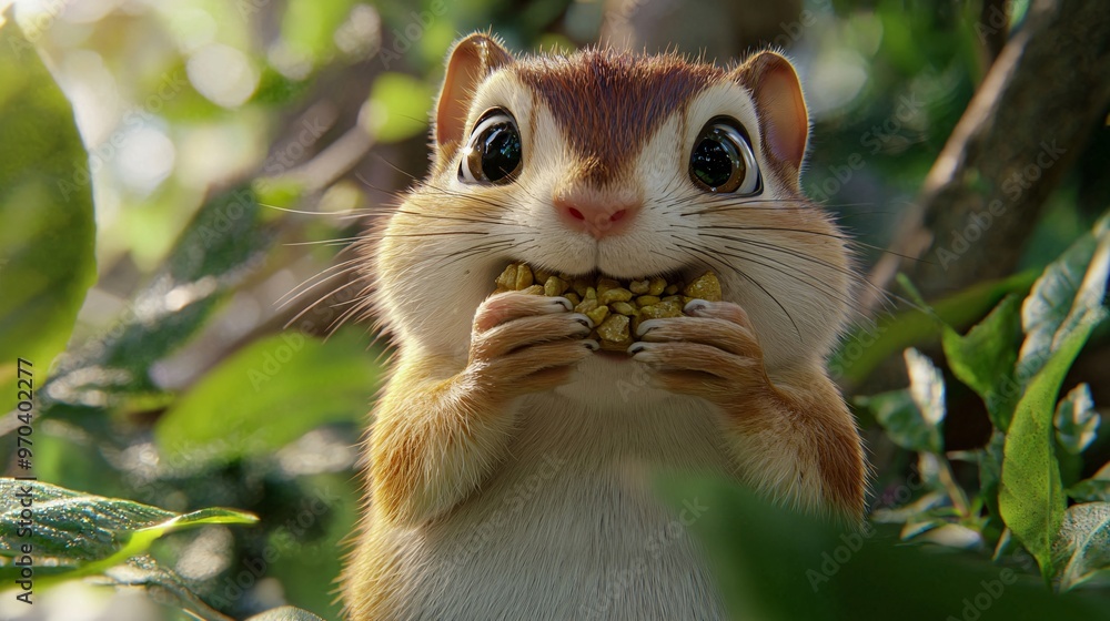 Chipmunk with Full Cheeks in Forest Chipmunk with Full Cheeks in Forest
