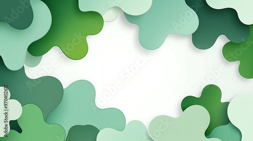 Abstract Green and White Paper Cutout Background