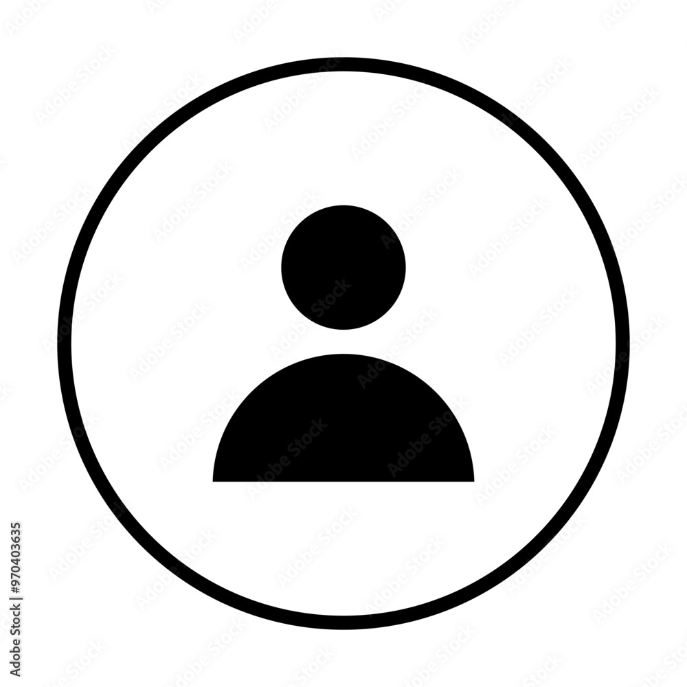 Simplistic black and white silhouette of a person within a circular boundary. Ideal for user interface, digital profiles, social media, web design simplification, modern presentations. Flat design sty Simplistic black and white silhouette of a person within a circular boundary. Ideal for user interface, digital profiles, social media, web design simplification, modern presentations. Flat design sty