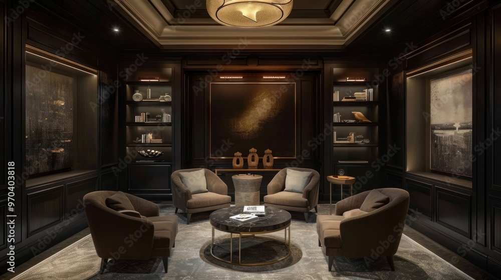 Luxurious design living room with dark walls for art AI generated images Luxurious design living room with dark walls for art AI generated images