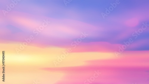 Blurred background of a pastel sky at sunset on a beautiful beach