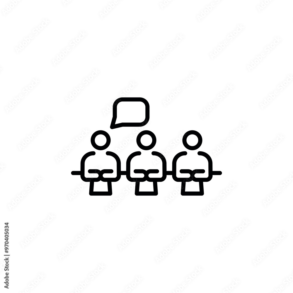 Conference icon. Simple depiction of a group of professionals around a table, engaging in a business meeting or strategic planning session. For use in websites and presentations. Vector illustration Conference icon. Simple depiction of a group of professionals around a table, engaging in a business meeting or strategic planning session. For use in websites and presentations. Vector illustration