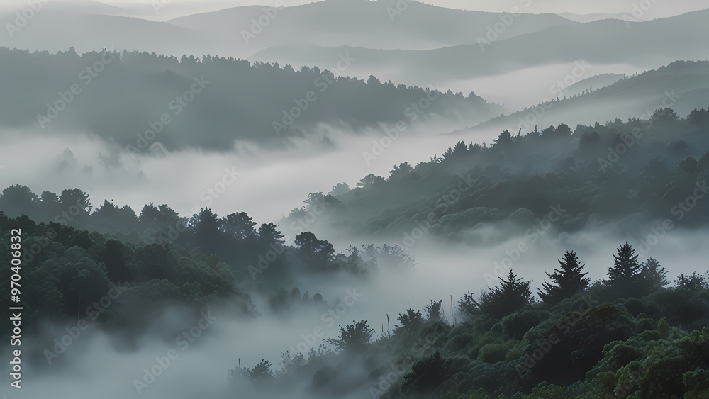 Fototapeta premium Abstract background of fog swirling in the air, blending with soft pastel colors like lavender, mint green, and sky blue