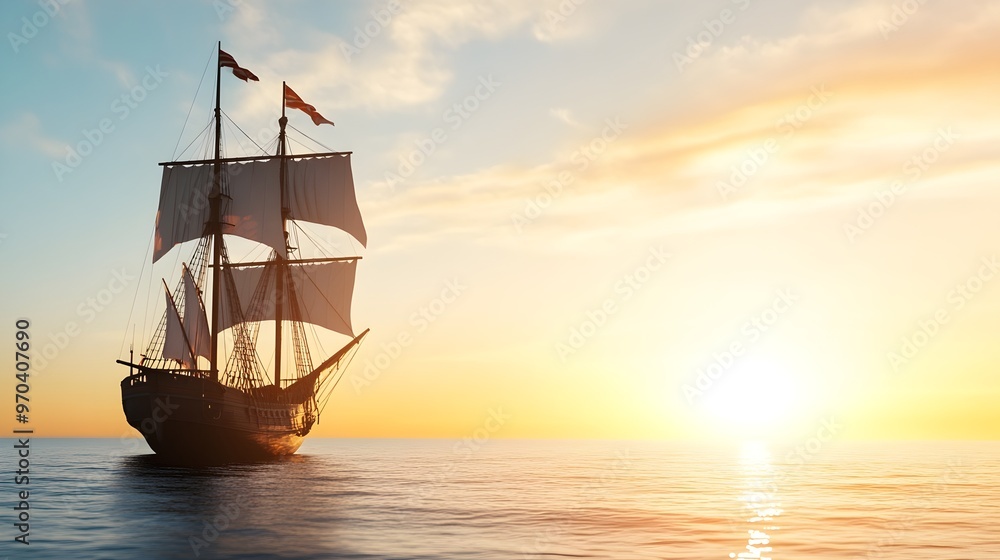 Fototapeta premium Columbus Day Lecture Exploring Historical Impact - Celebrating Maritime Discovery and Cultural Exchange in American History