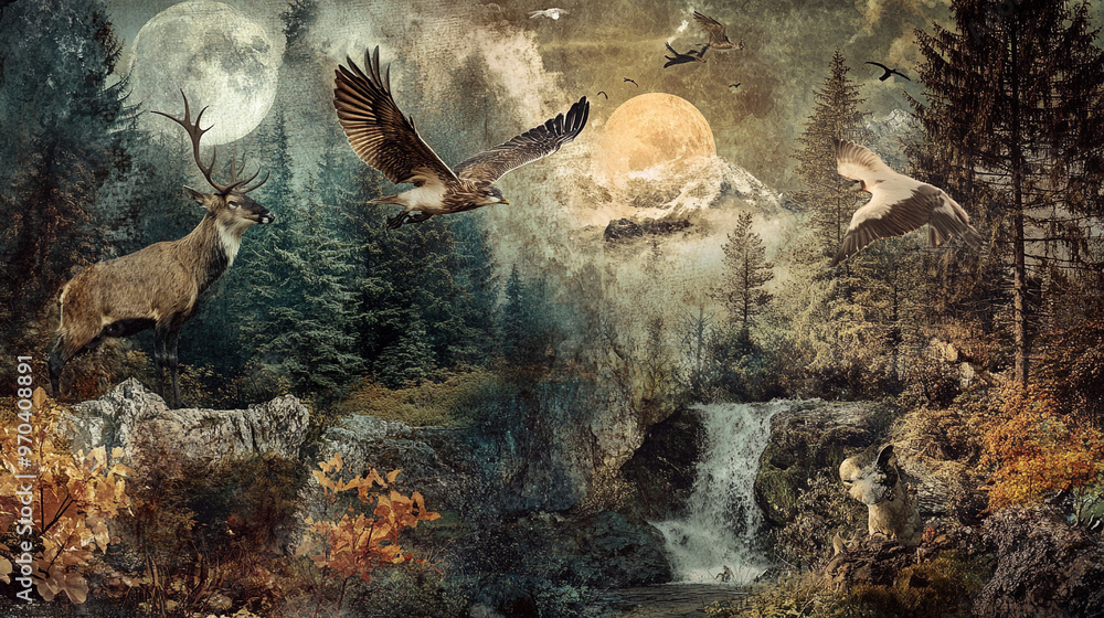 Fototapeta premium nature and wildlife, combining different textures