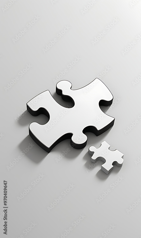 Obraz premium A minimal illustration of a single jigsaw puzzle piece, slightly raised above the surface. The design symbolizes problem-solving, fitting in, and completeness