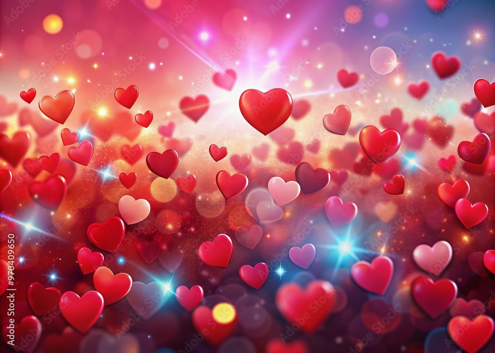 Vibrant abstract panorama background featuring scattered red hearts, ideal for Valentine's Day designs, conveying love, affection, and romance in a bright and playful atmosphere. Vibrant abstract panorama background featuring scattered red hearts, ideal for Valentine's Day designs, conveying love, affection, and romance in a bright and playful atmosphere.