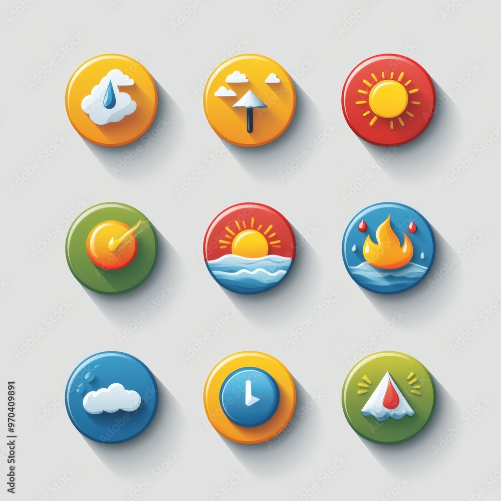 Colorful Weather Icons with Long Shadows Colorful Weather Icons with Long Shadows