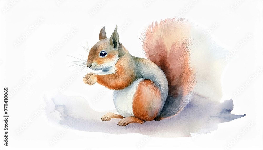 リス 動物 水彩画