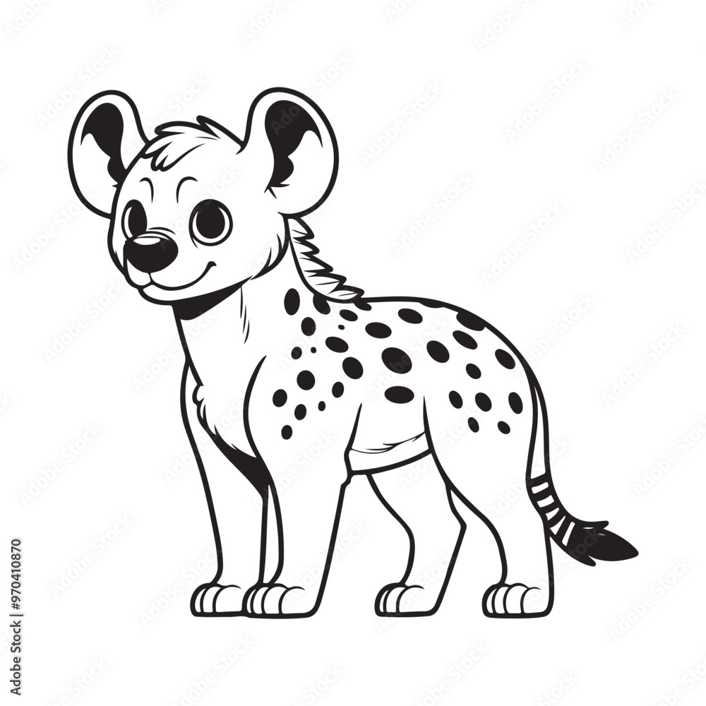 Fototapeta premium Line art of hyena cartoon vector