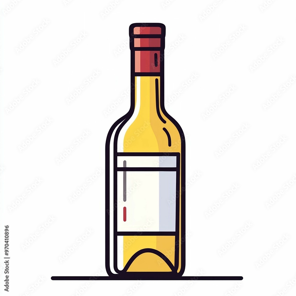 A stylized illustration features a transparent wine bottle with a red cap and a blank label, set against a minimal background, emphasizing its shape and color A stylized illustration features a transparent wine bottle with a red cap and a blank label, set against a minimal background, emphasizing its shape and color