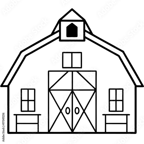 barn outline coloring book page line art drawing