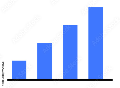 A bar chart with four blue bars of increasing heights, set on a white background with a black base line. Ideal for data analysis, business growth, statistics, performance tracking, financial reports, Free Download A bar chart with four blue bars of increasing heights, set on a white background with a black base line. Ideal for data analysis, business growth, statistics, performance tracking, financial reports, - GFXLoad