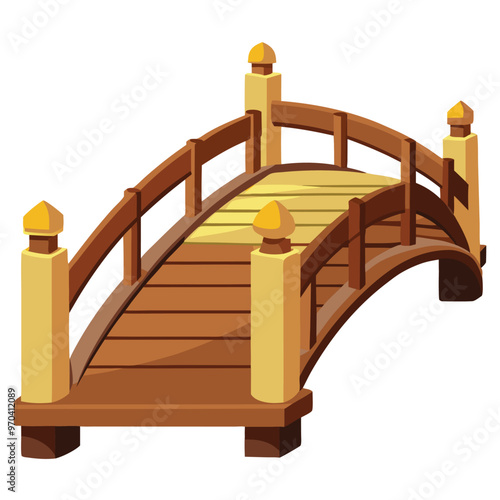 Seashore wooden board staircase Vector illustration.