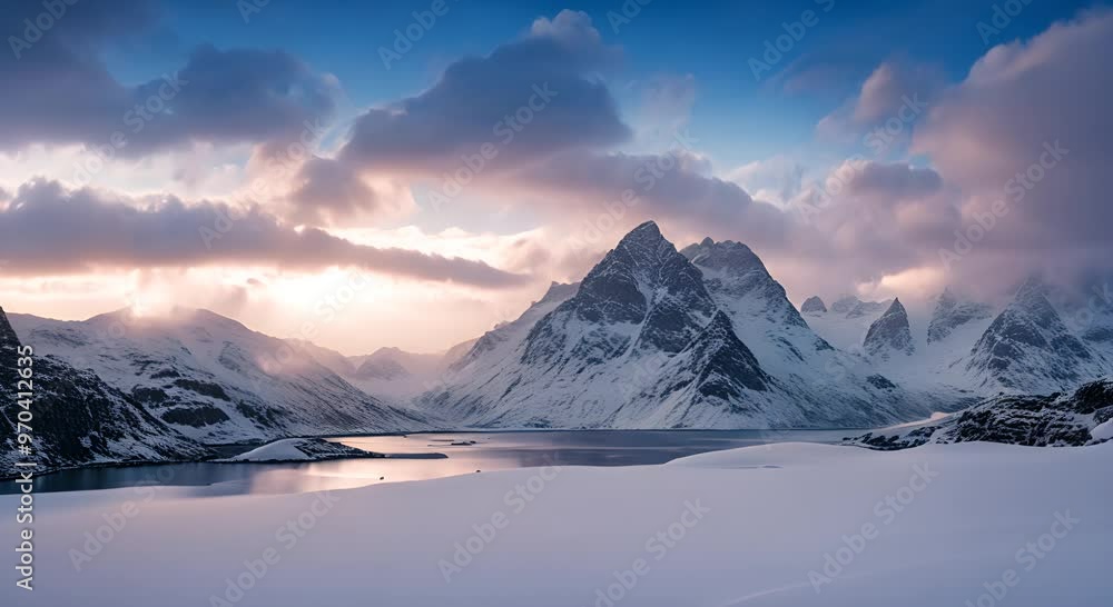 Arctic Norway Landscape showing Snowy Trollstung Arctic Norway Landscape showing Snowy Trollstung